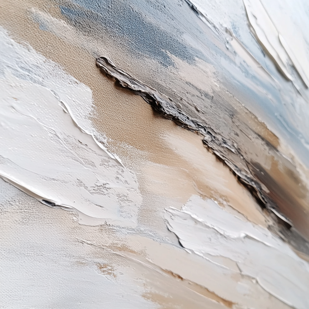 Close-up of modern abstract matte canvas with serene design.