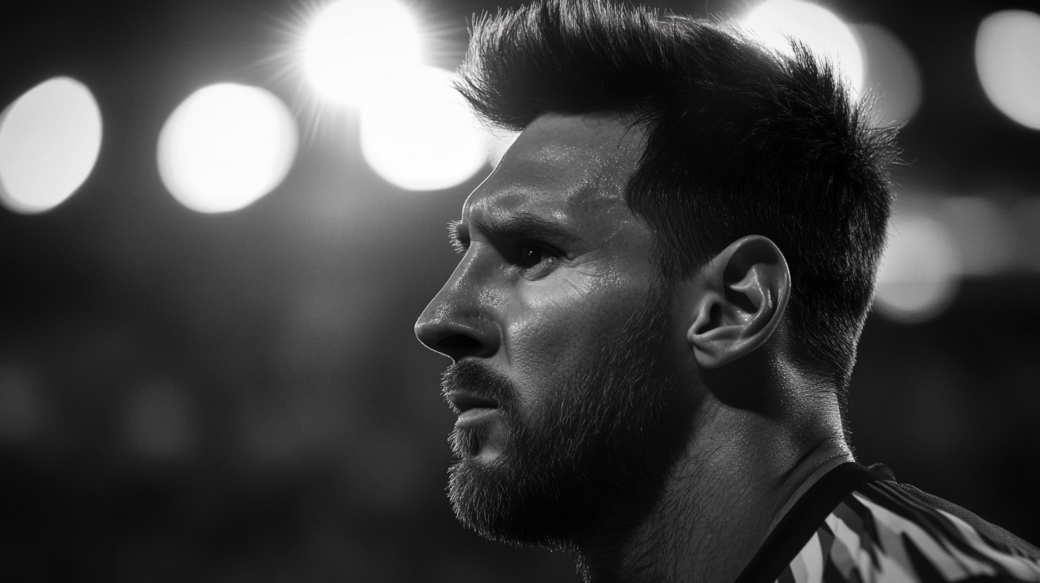 Close-up shot of Messi at MLS game.