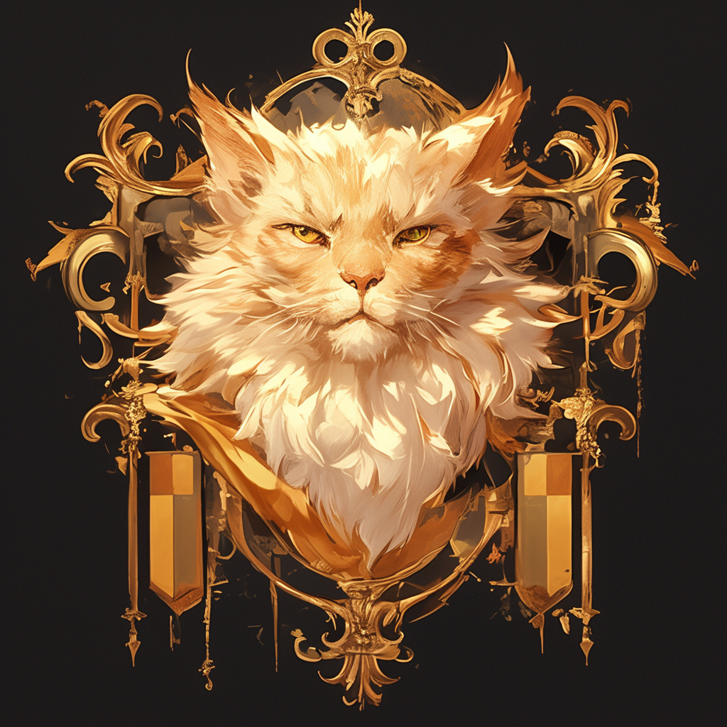 Coat of arms symbolizes kindness, softness, cats, yellow.