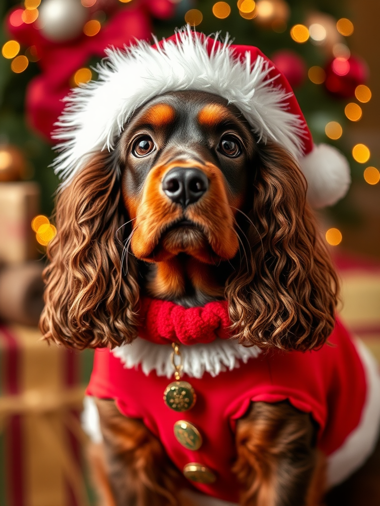 Cocker Spaniel in Christmas Costume