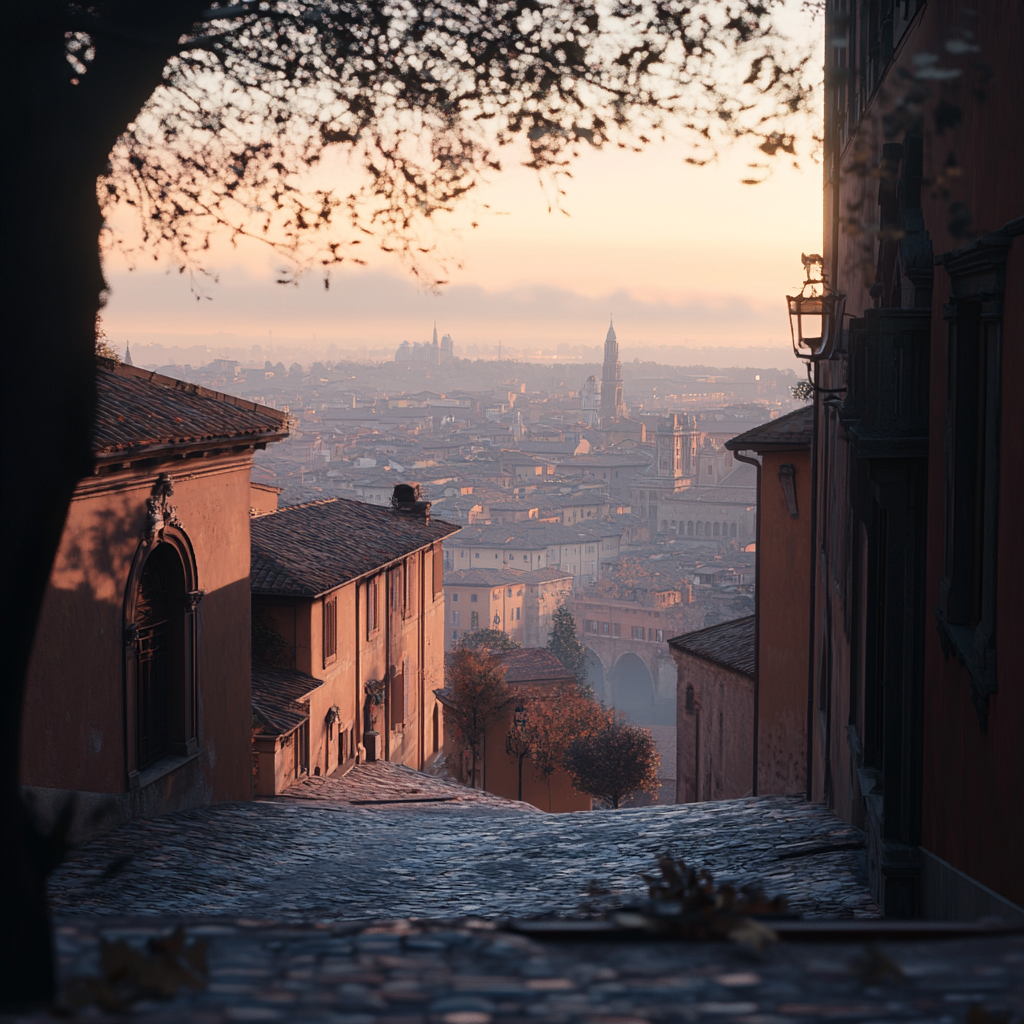 Color graded view of Bologna Italy, beautiful lighting.