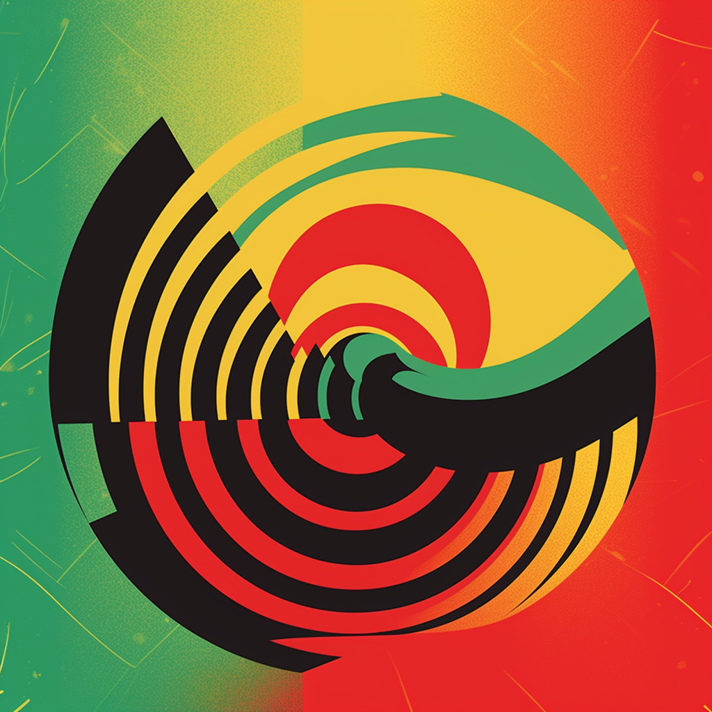 Colorful Afro-Reggae Album Cover with Sun Icon