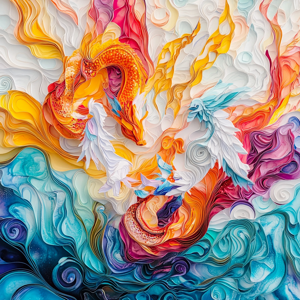 Colorful Chinese zodiac animals on vibrant paper art.