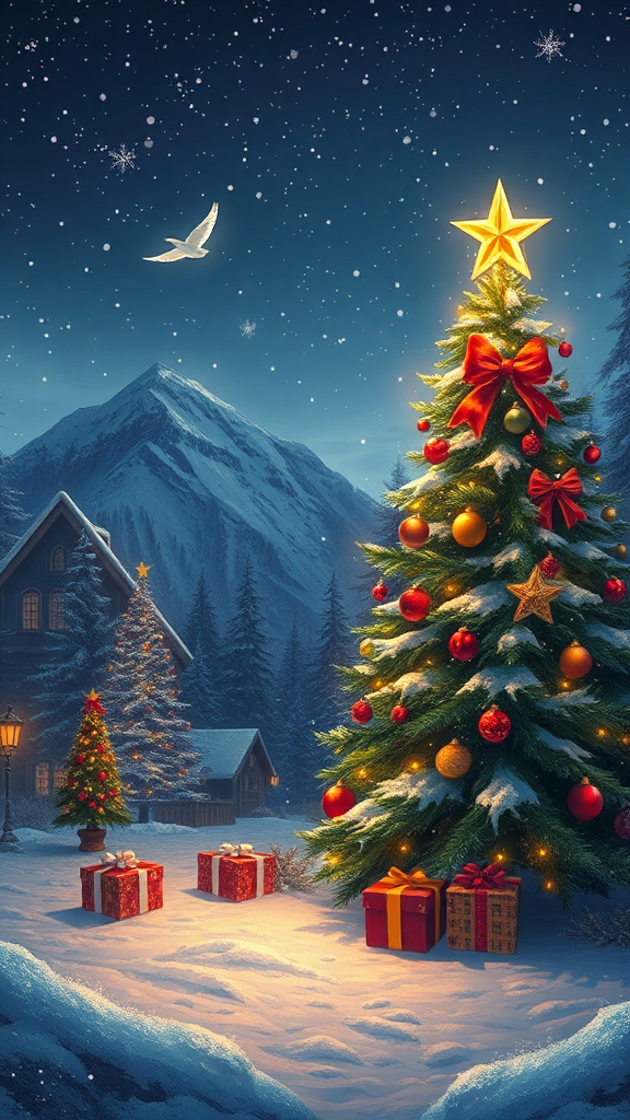 Colorful Christmas wallpaper for your mobile phone