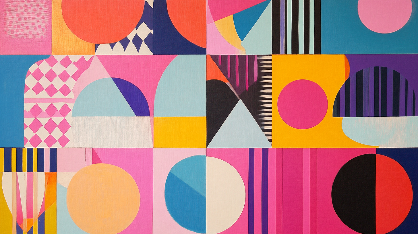 Colorful Geometric Shapes in Grid Pattern