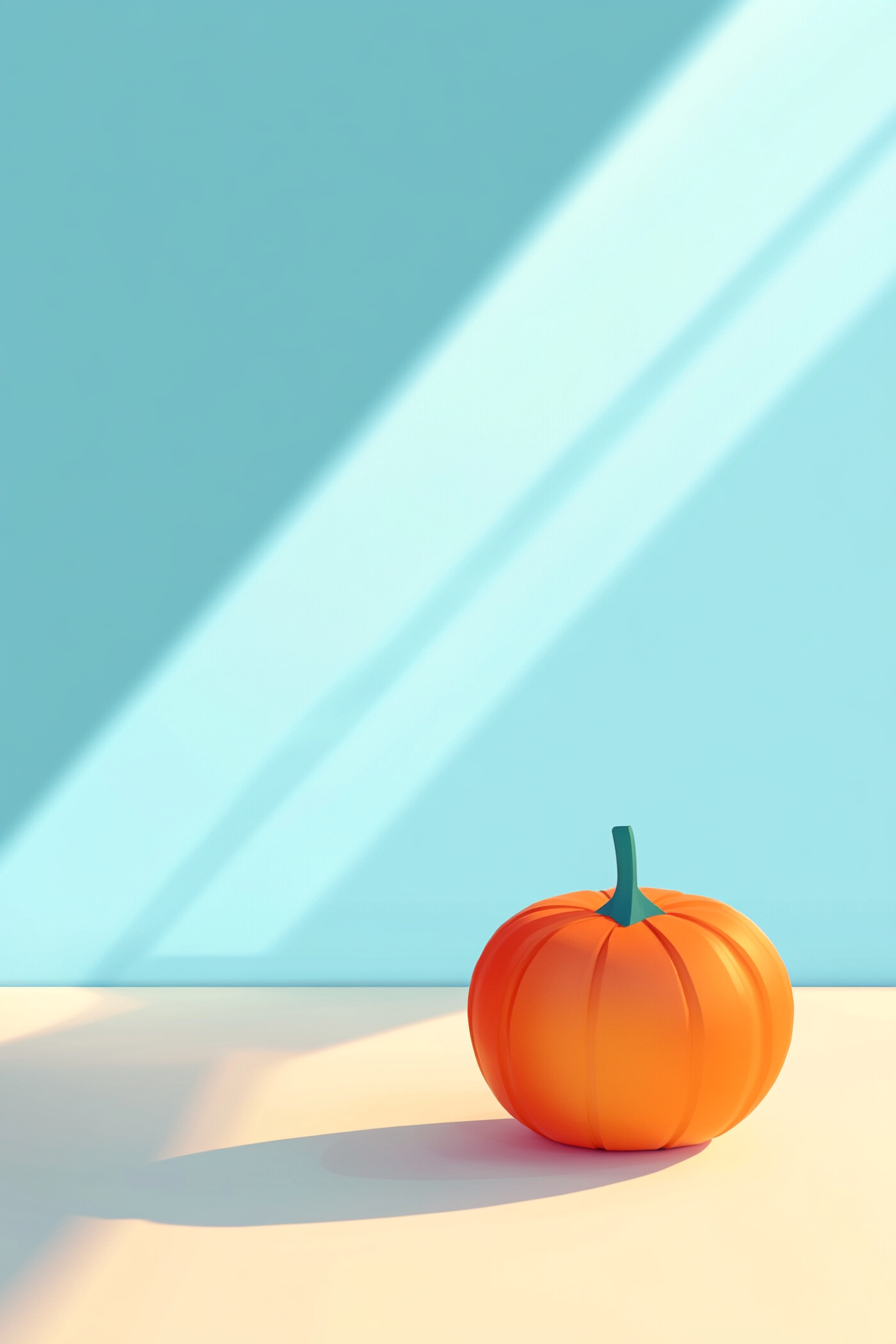 Colorful Halloween Pumpkin on Cartoon Sunset Background