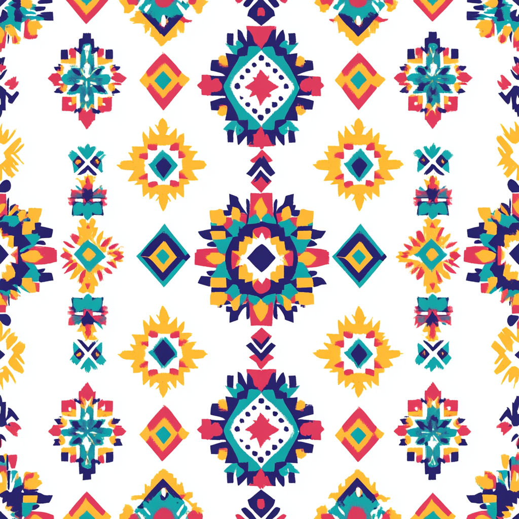 Colorful Mexican Folk Art on White Background