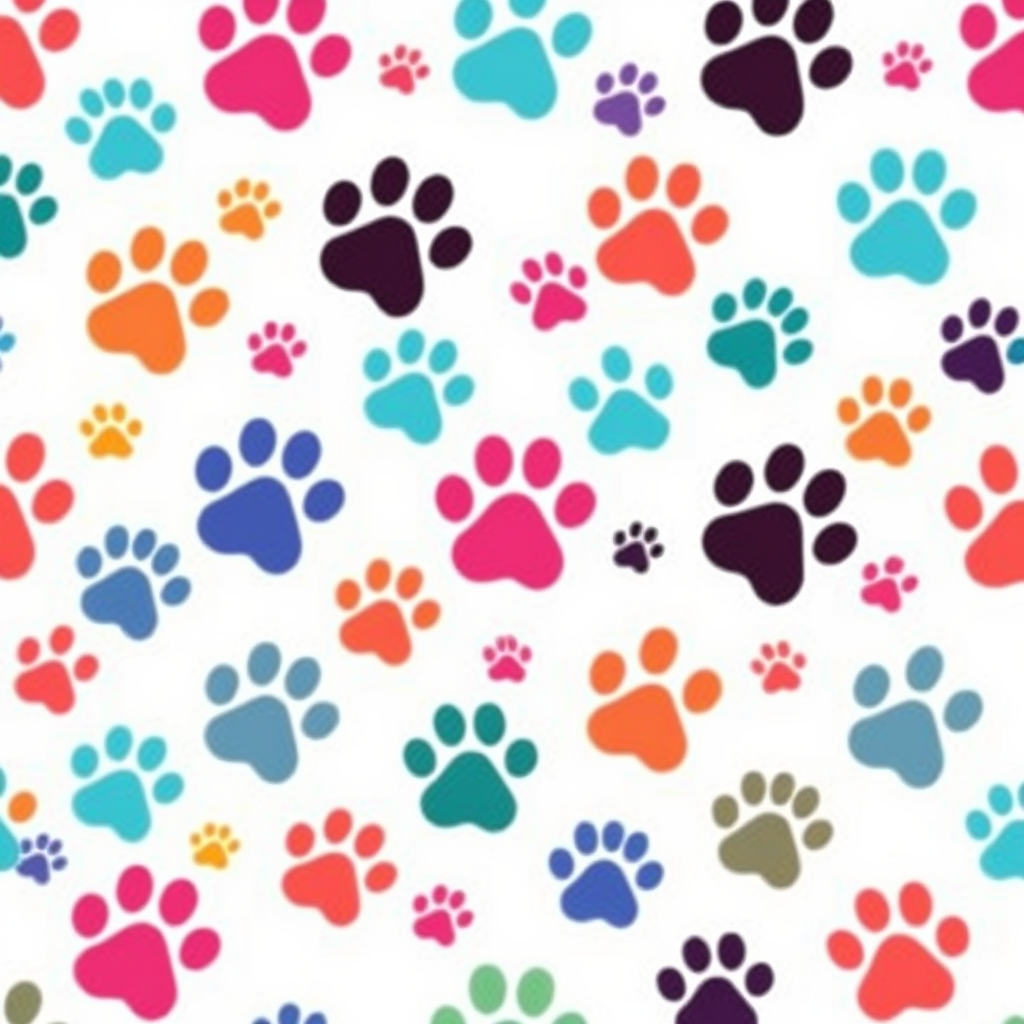 Colorful Paw Prints on a Transparent Background
