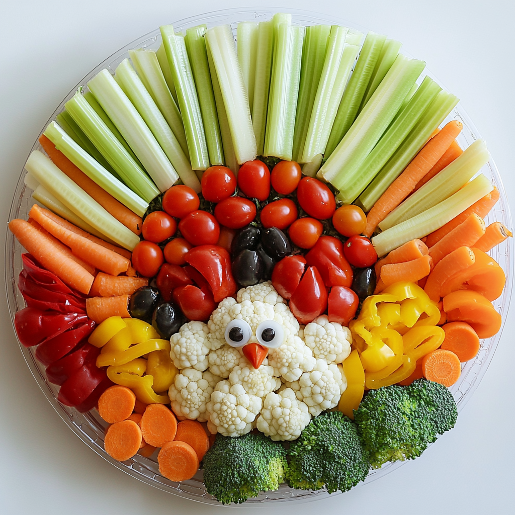 Colorful Vegetable Turkey Platter for Thanksgiving Celebration