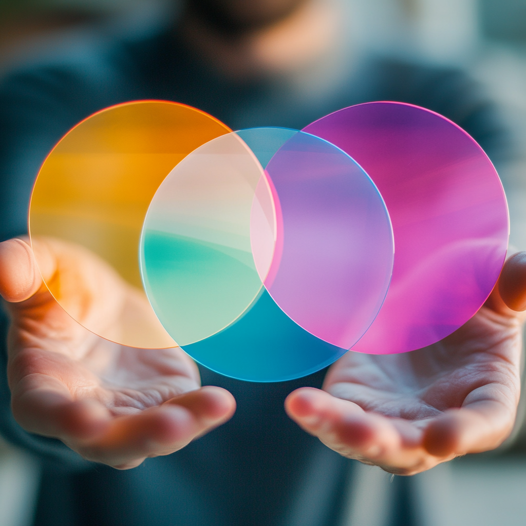 Colorful Venn Diagram with 3 translucent circles