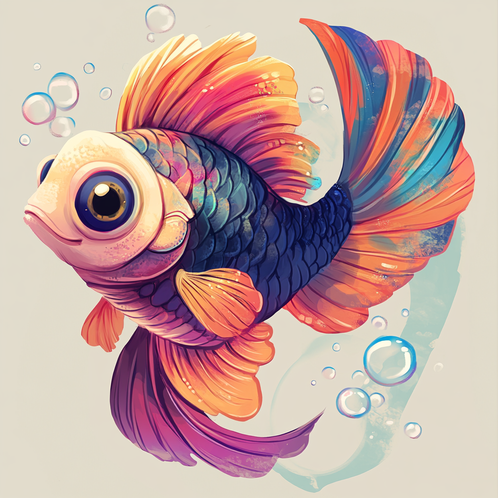 Colorful baby ram cichlid dancing gracefully with bubbles 