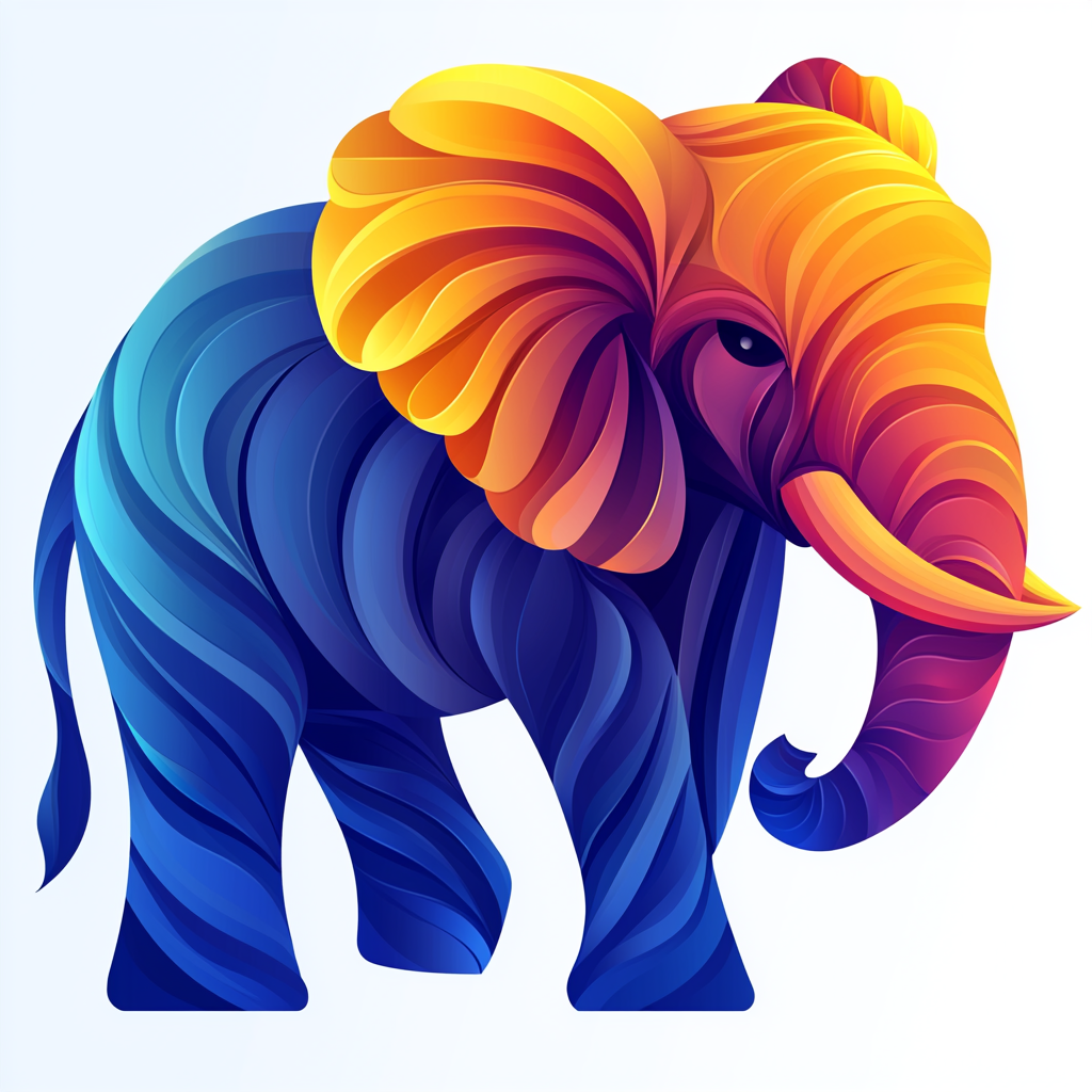 Colorful elephant logo on white background