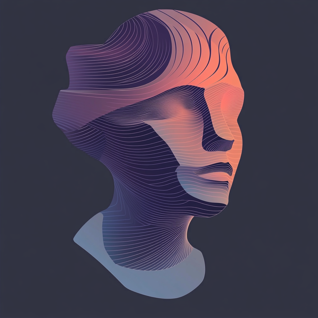 Colorful geometric plaster head in Blend Tool style