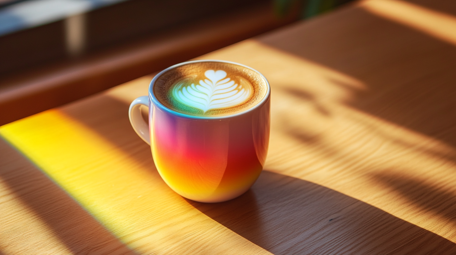 Colorful latte art with art deco style for marketing.