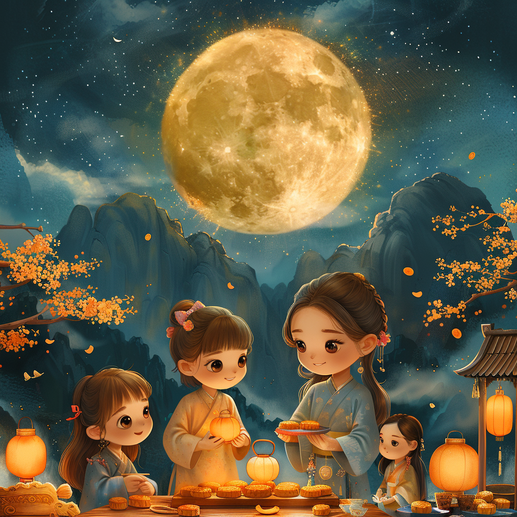 Colorful poster for Mid-Autumn Festival family event.