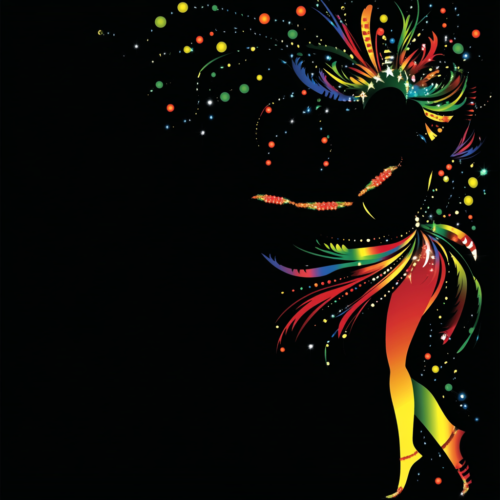 Colorful samba dancer and Christmas celebration illustration.