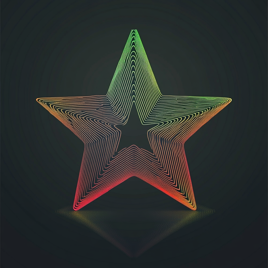 Colorful star made of lines in center