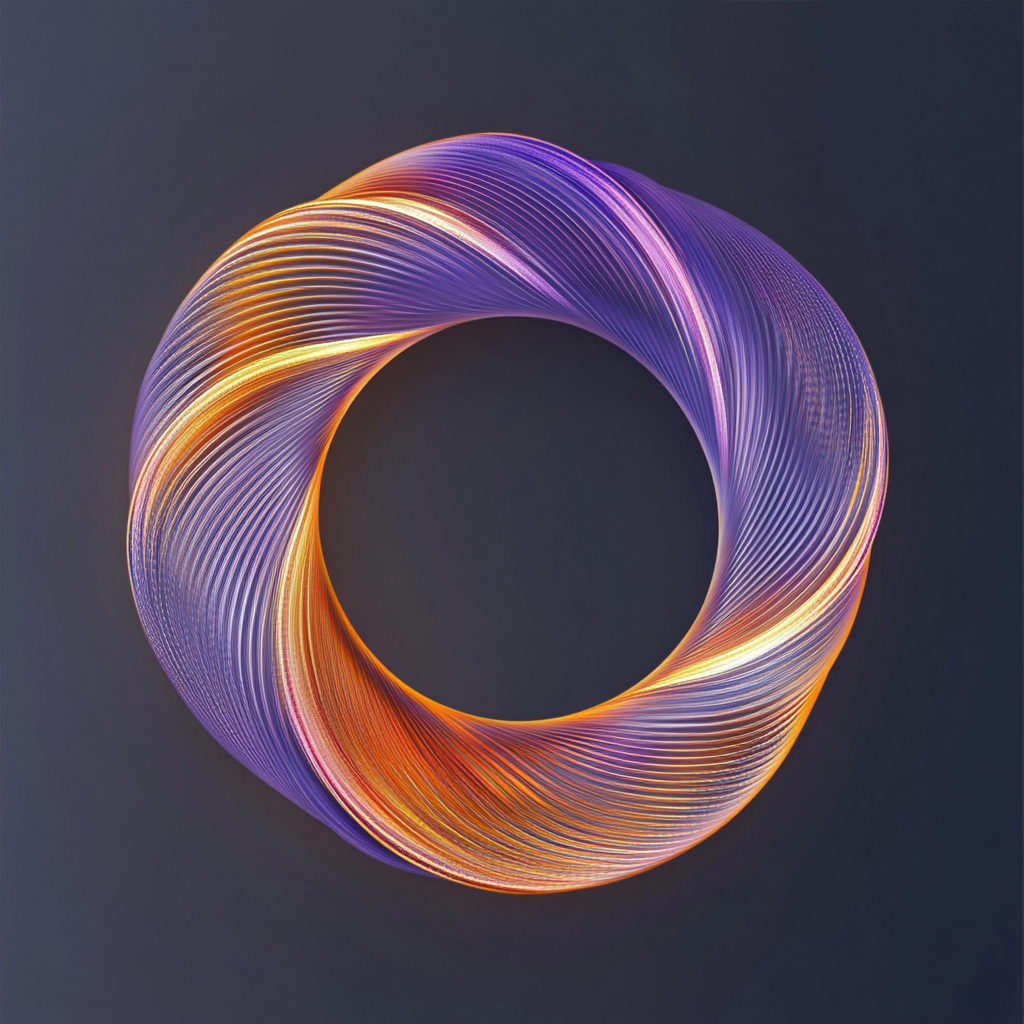 Colorful twirling circle with clear edges on gray