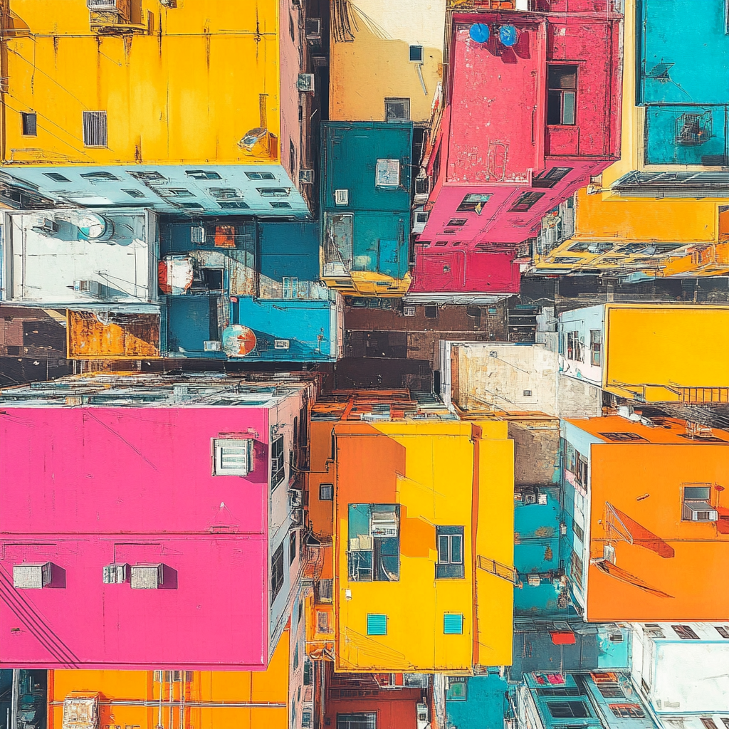 Colorful view of Sham Shui Po from above