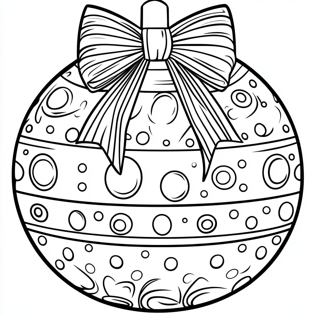 Coloring page of Christmas ball with patterns