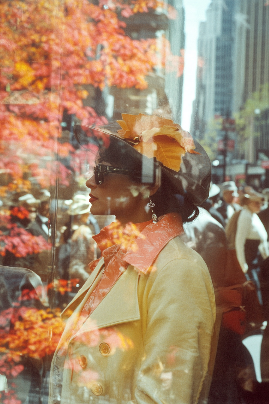 Colour film photographing NYC department store windows in 80s.