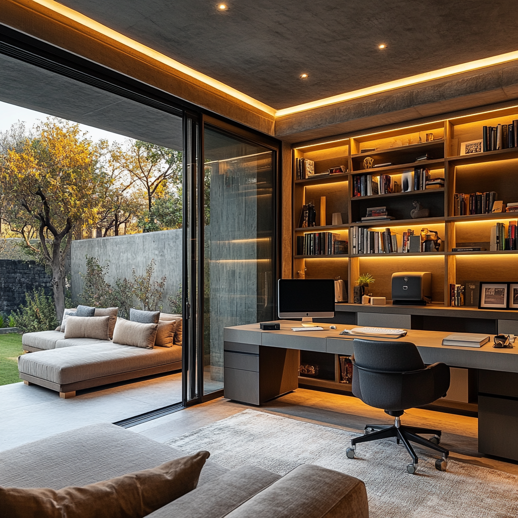 Sleek Home Office with Glass Door