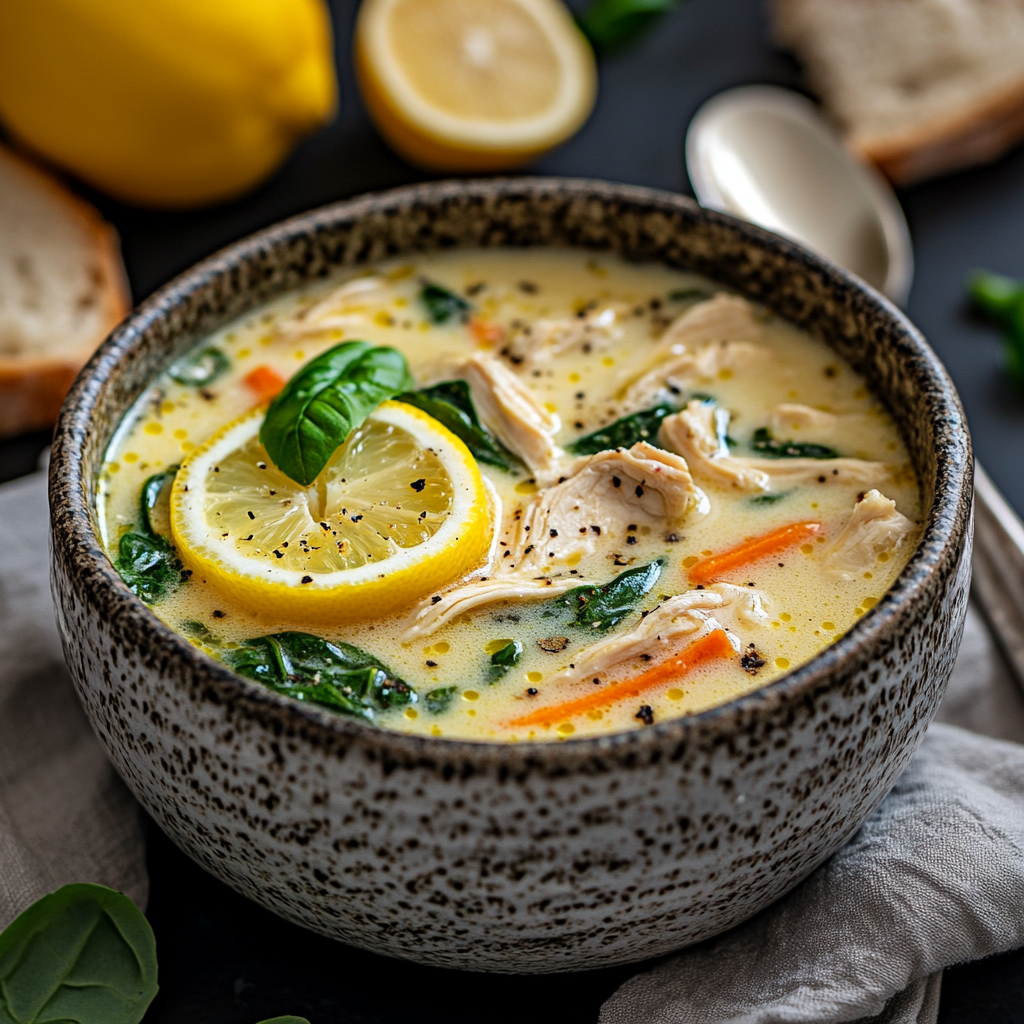 Comforting Greek Lemon Chicken Soup with Fresh Lemon