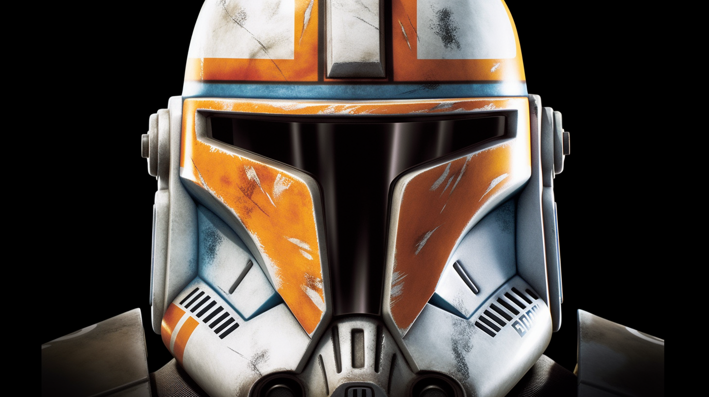 Commander Cody in battle, fierce and determined