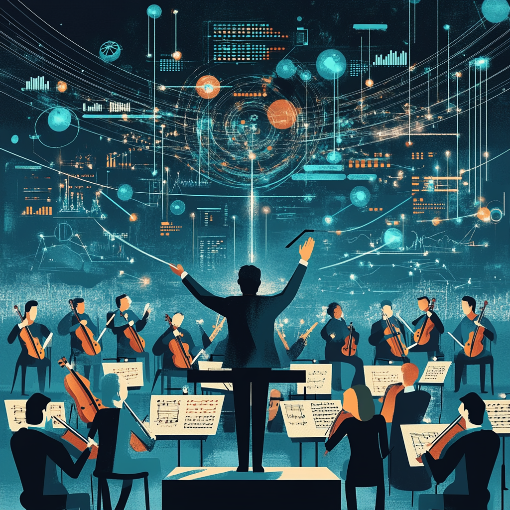 Conductor represents HR professional orchestrating human-centric approach.