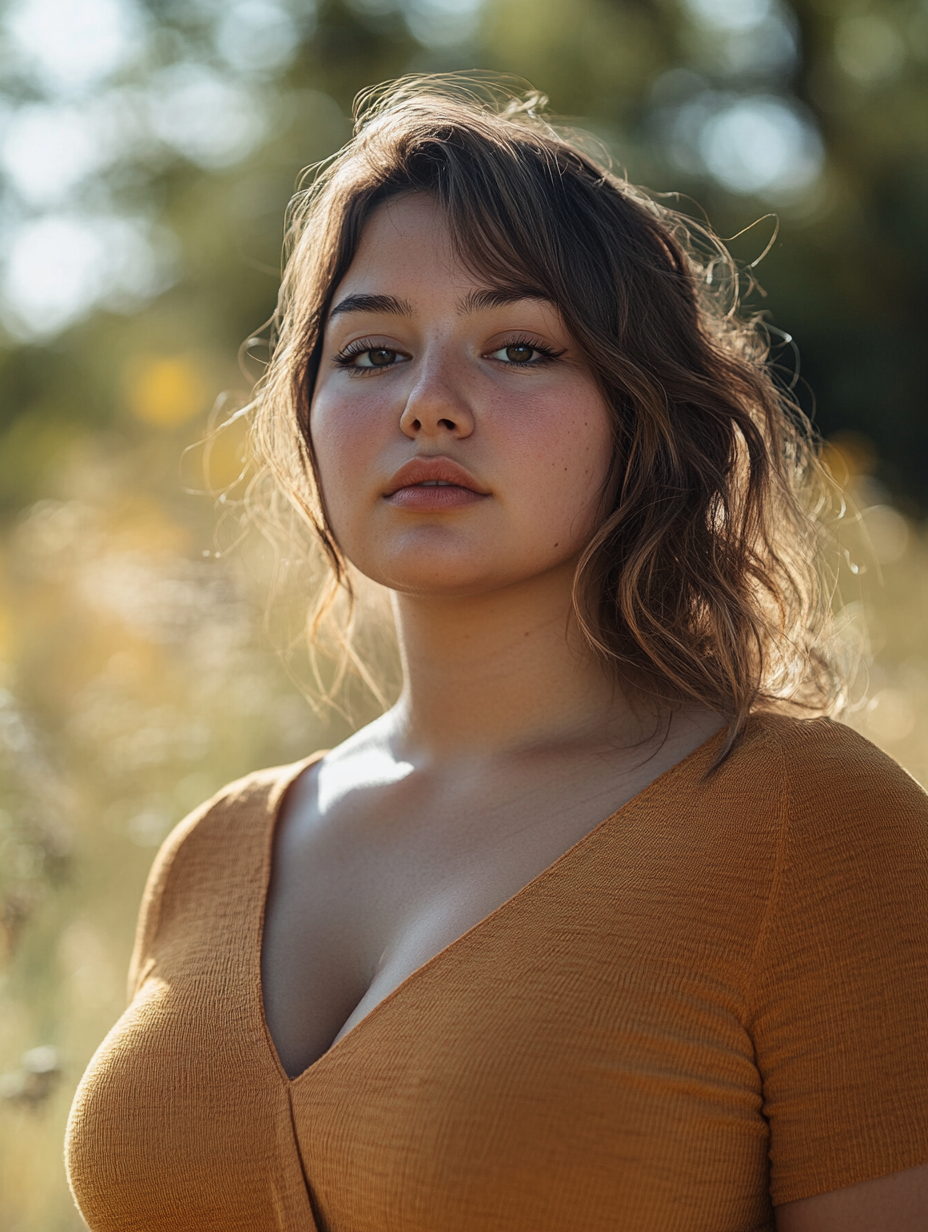 Confident 28-Year-Old Chubby Woman Outdoors Nikon Z7 II