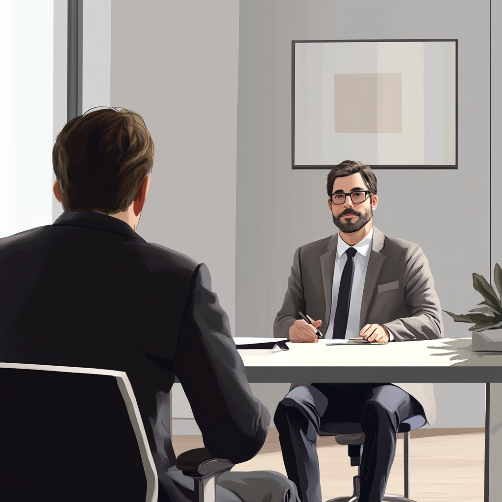 Confident Candidate in Job Interview Scene