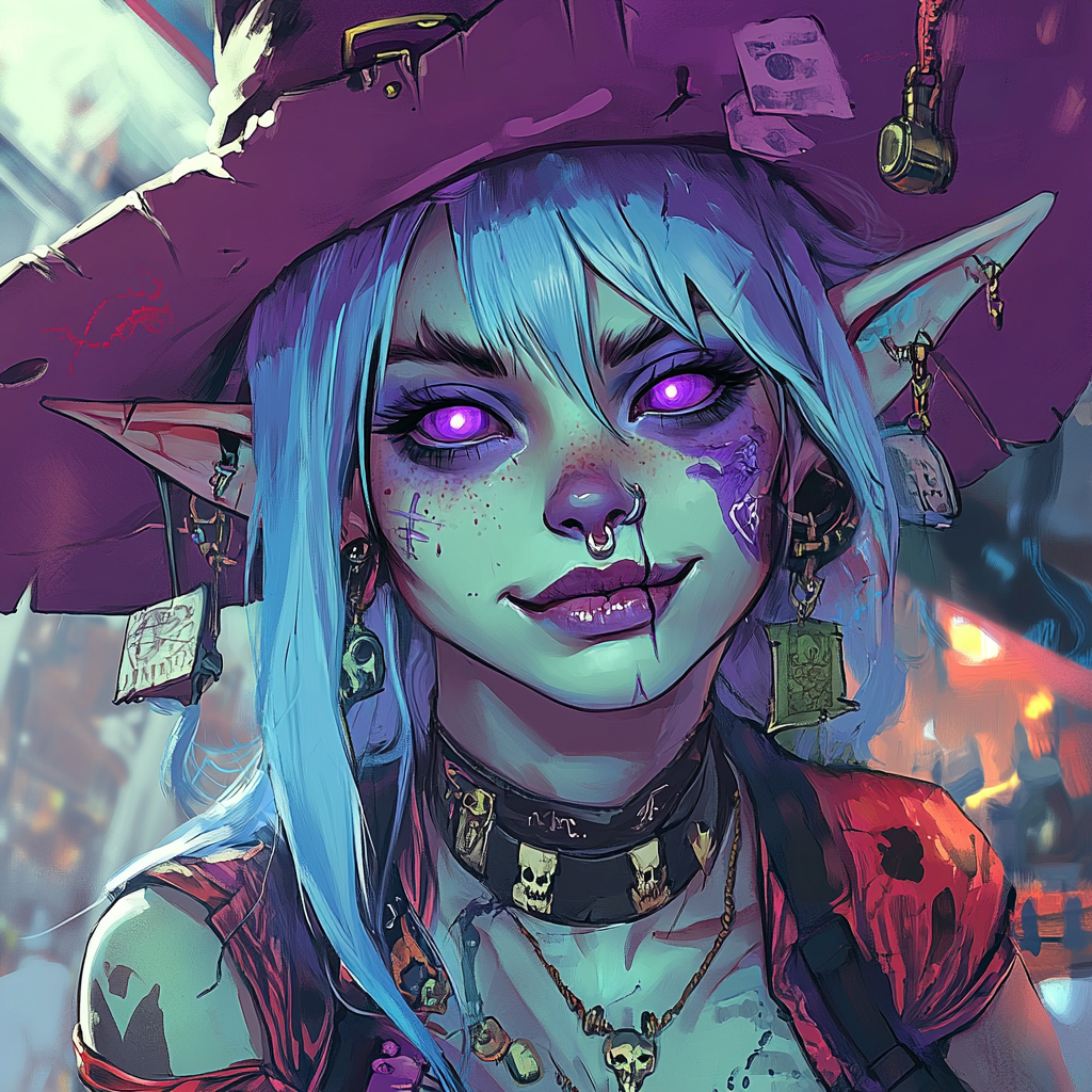 Confident Orc Witch Stares with Smug Expression