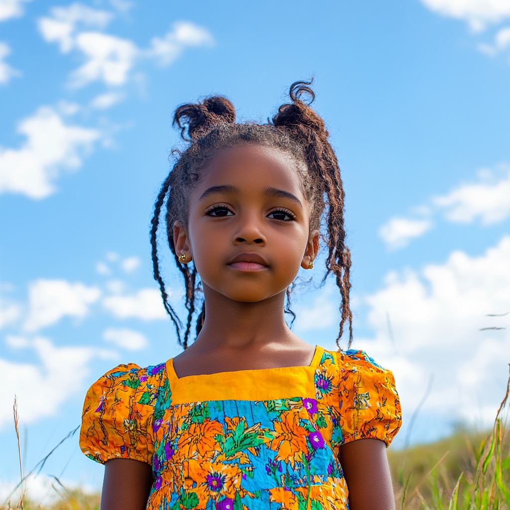 Confident Young Black Child in Joyful Surreal Scene