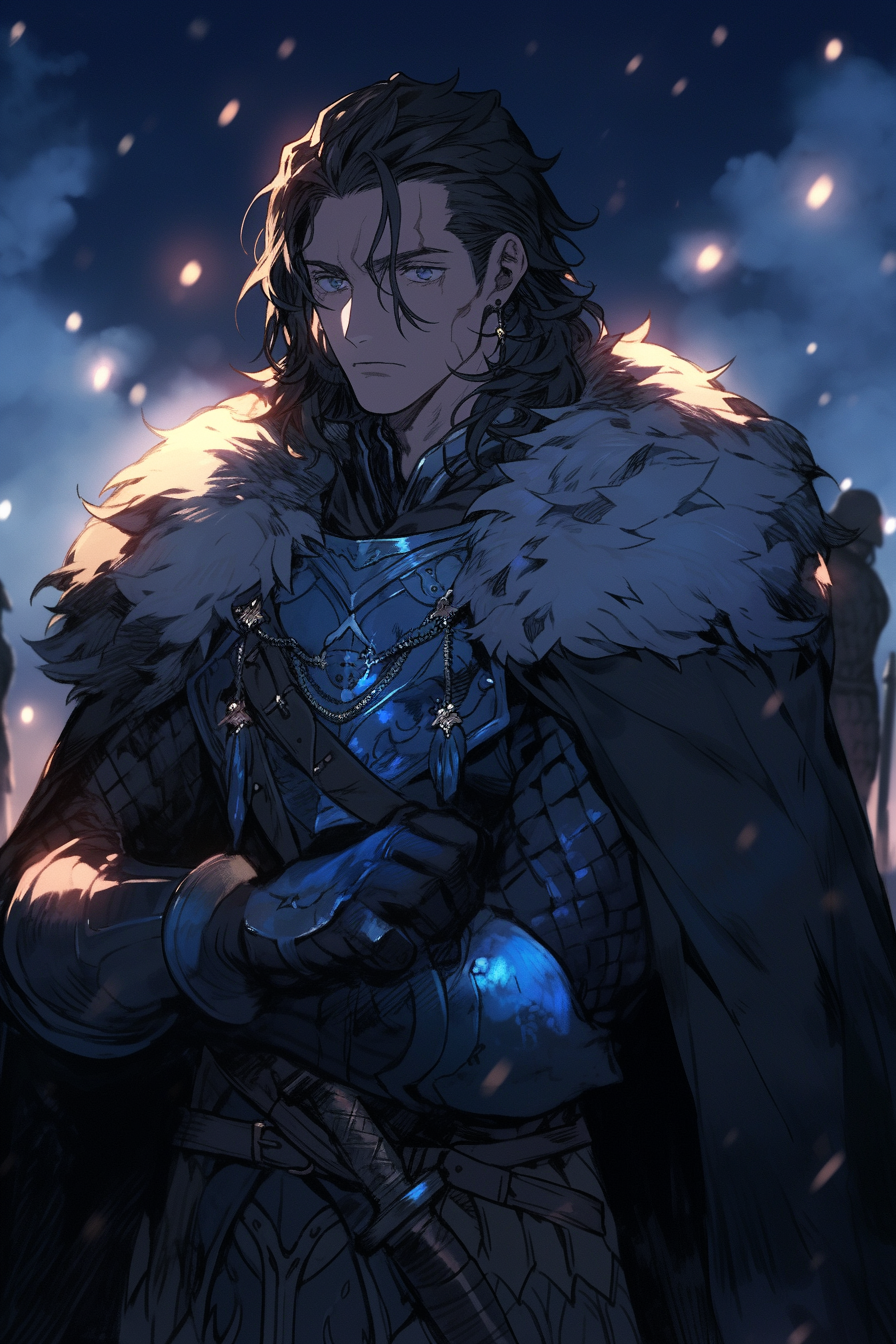 Confident Young King in North at Night