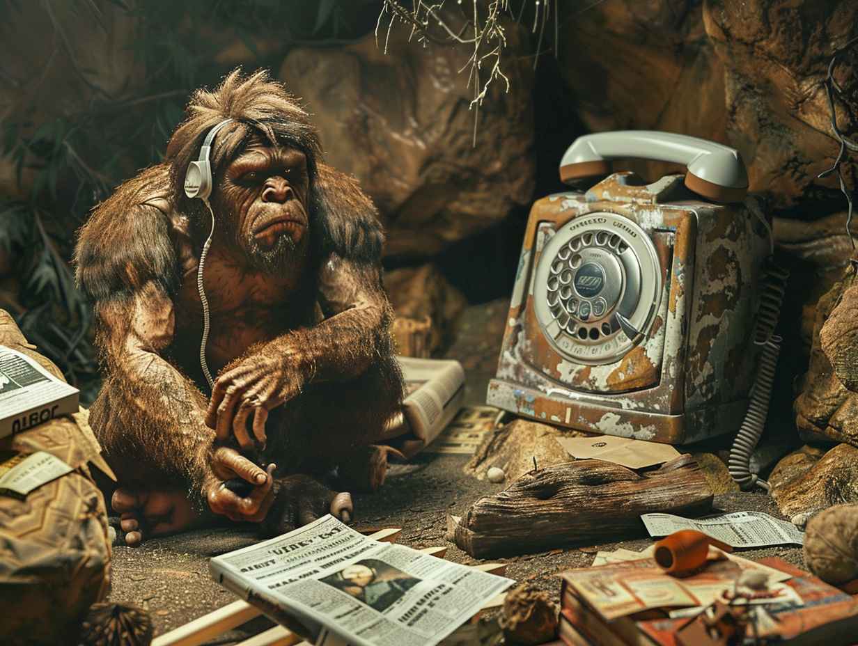 Confused caveman examines ancient products from future - 6.0