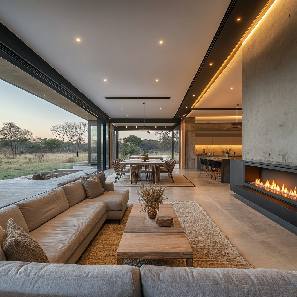 Contemporary farmhouse with open plan living in Botswana 