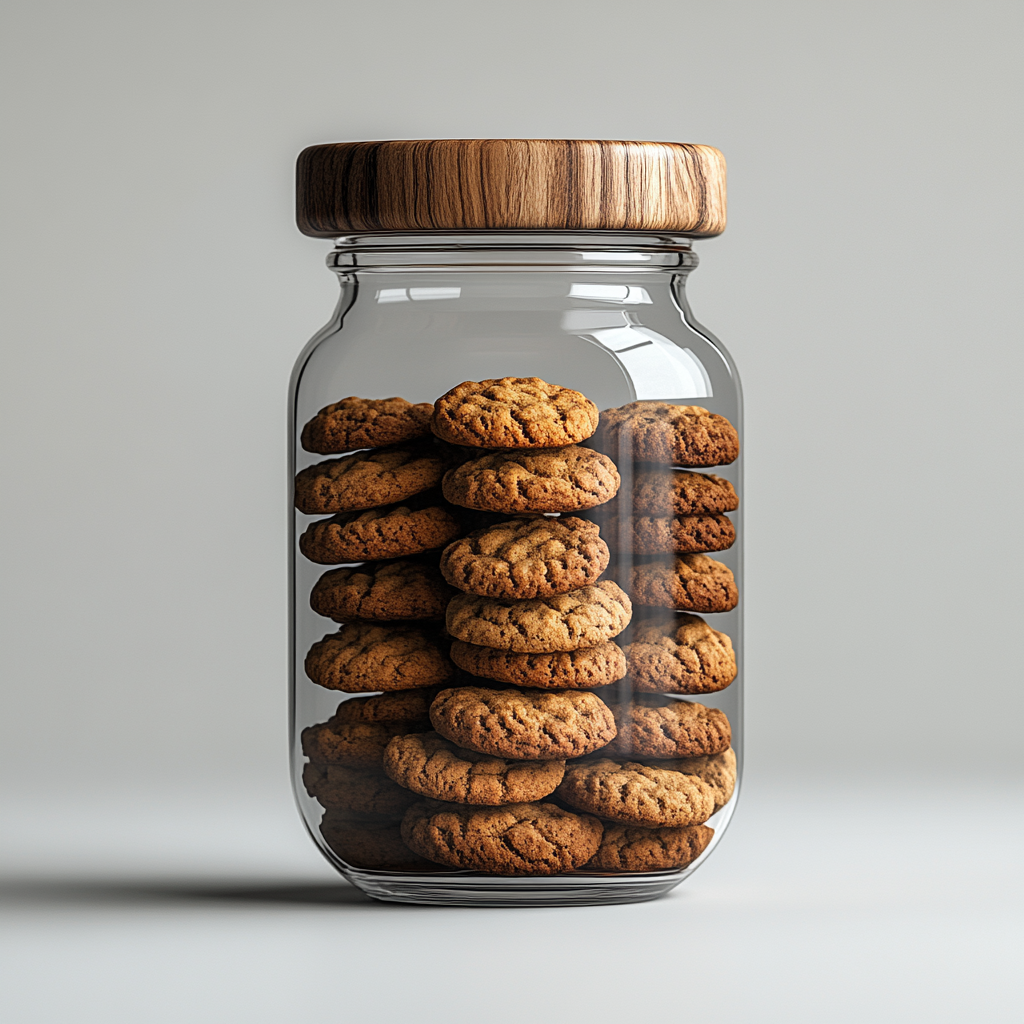 Cookies in a jar on white background