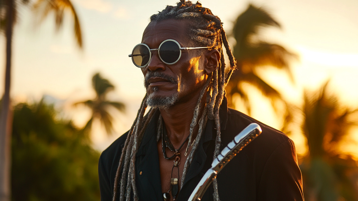 Cool Blind Jamaican Voodoo Priest with Silver Dreads