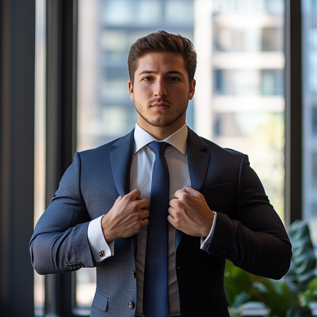 Corporate headshot session in modern office with photographer 