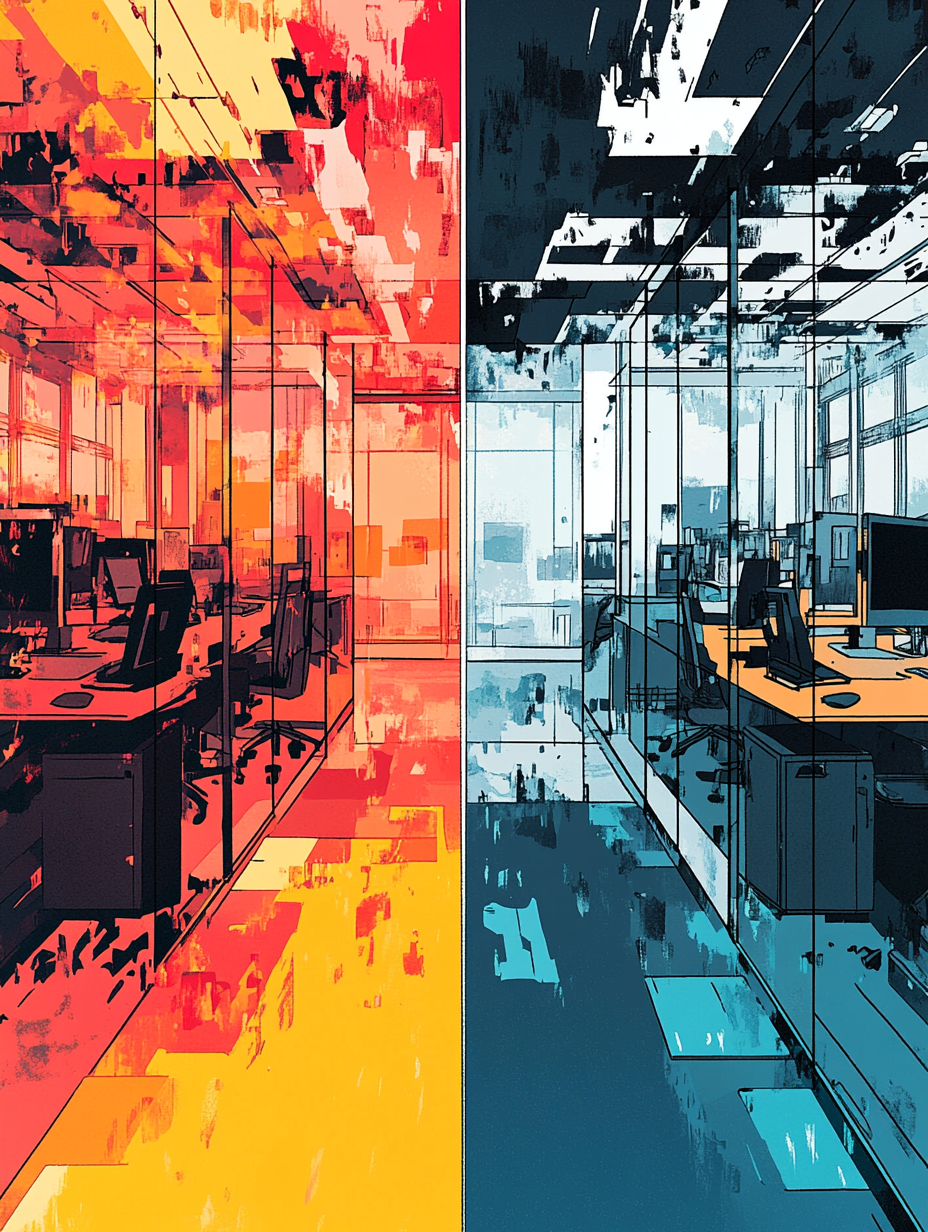 Corporate office split: structured vs chaotic, challenges faced. Maya.