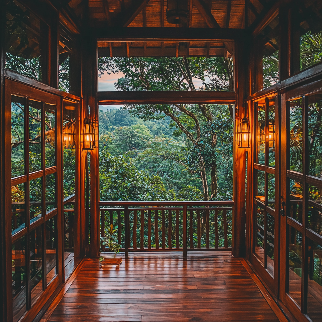 Cosy, romantic tree house hotel in lush rainforest.