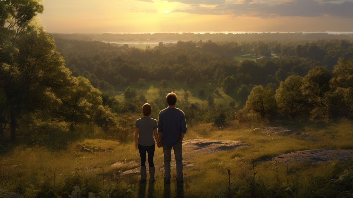 Couple Contemplating Future on Untouched Land