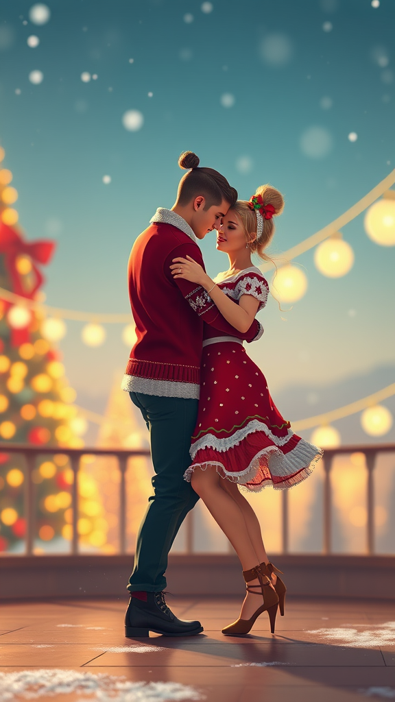 Couple and Boy in Christmas Salsa Dance