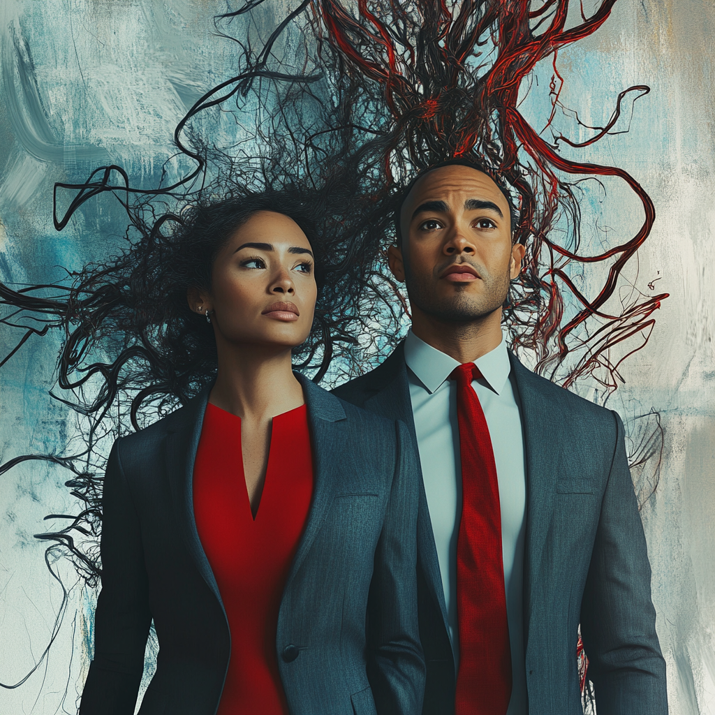 Courageous Multiracial Business Couple Walking Forward