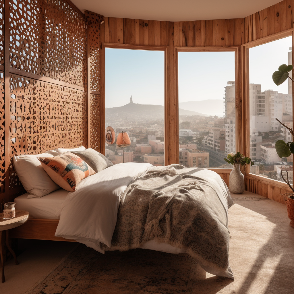 Cozy Bedroom Overlooking Mediterranean Cityscape with Stunning View