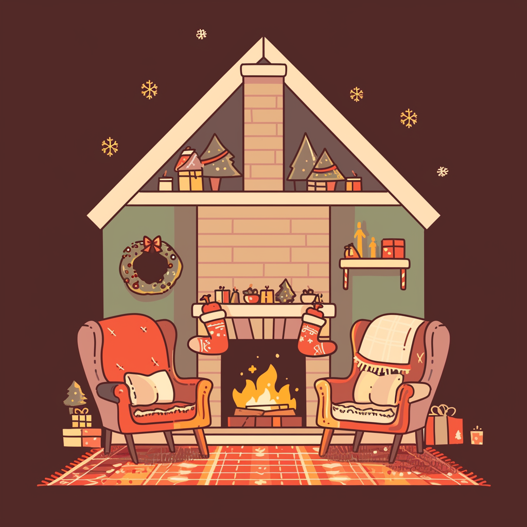 Cozy Christmas living room in vintage house