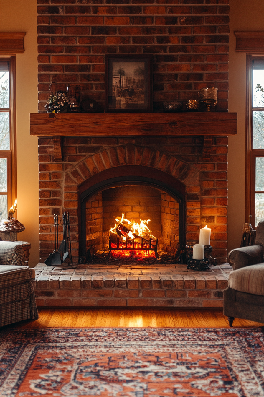 Cozy Classic Fireplace with Rustic Charm and Warmth