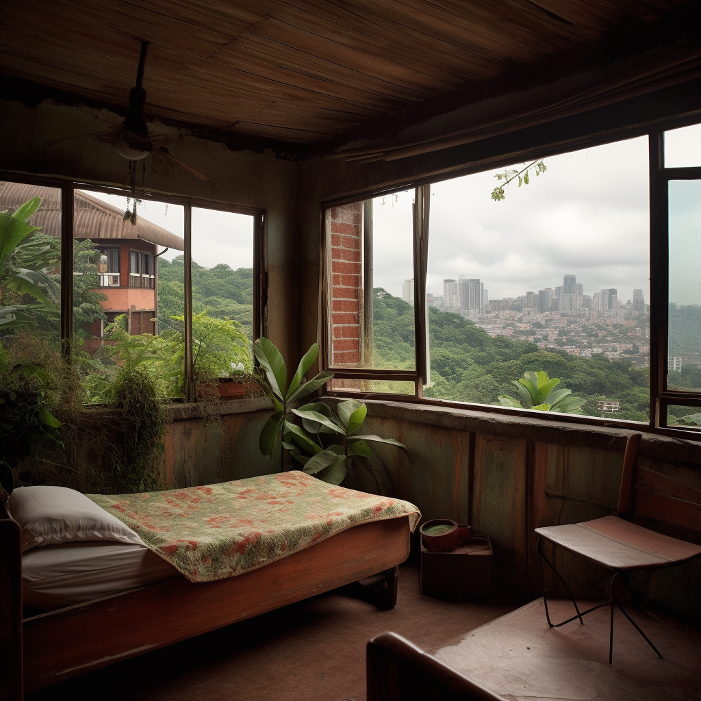 Cozy Top-Floor Bedroom Overlooking Industrial Jungle City