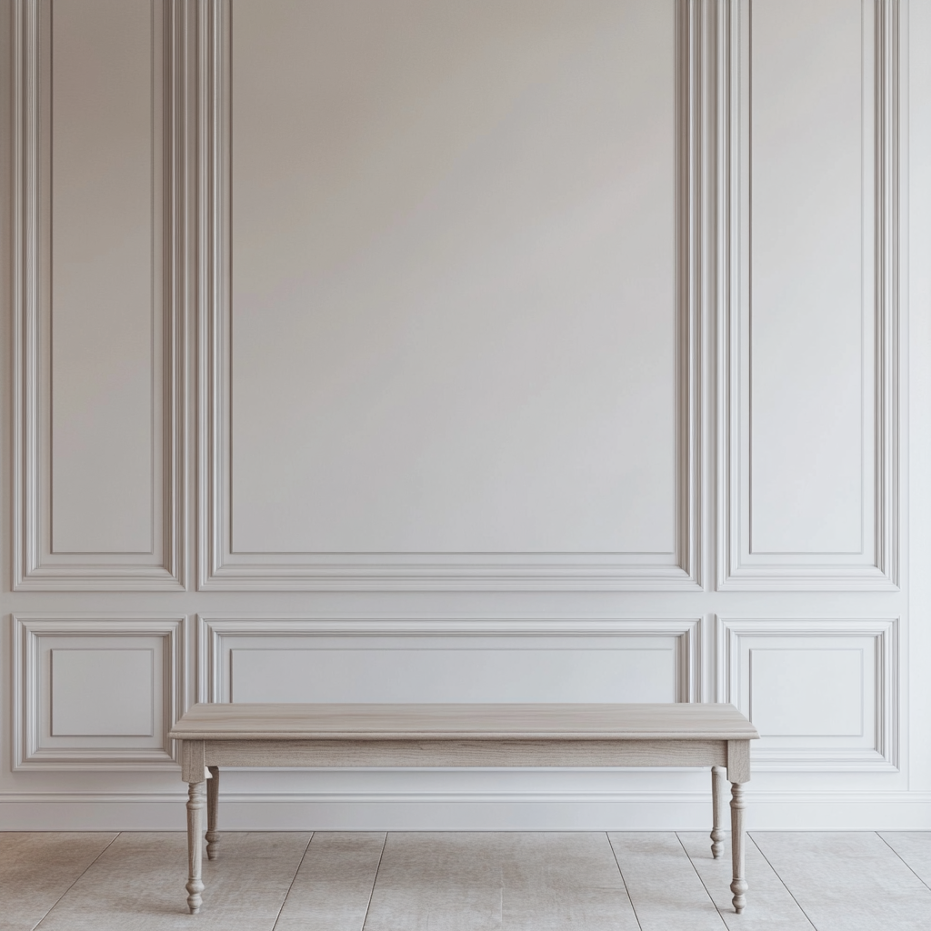 Cozy dining room scene with inviting white wall backdrop.