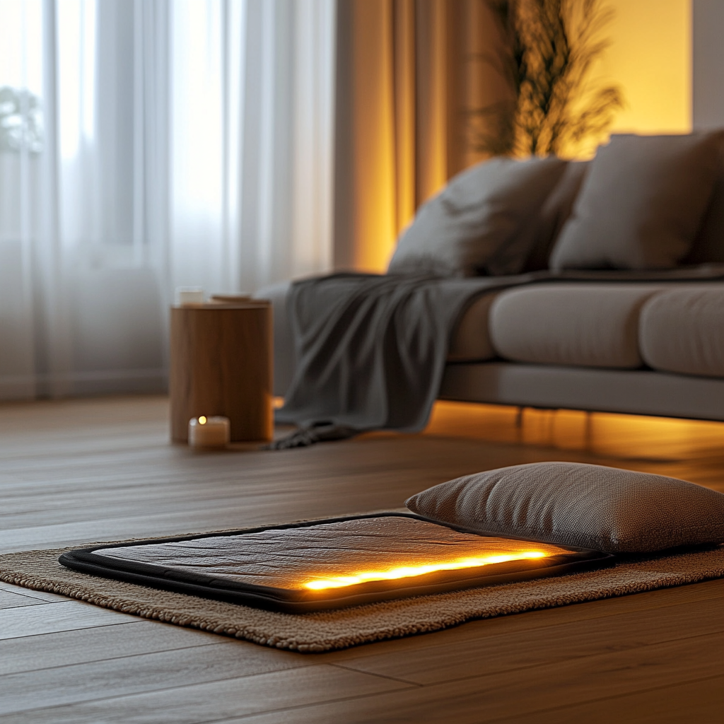 Cozy electric mat in modern living room